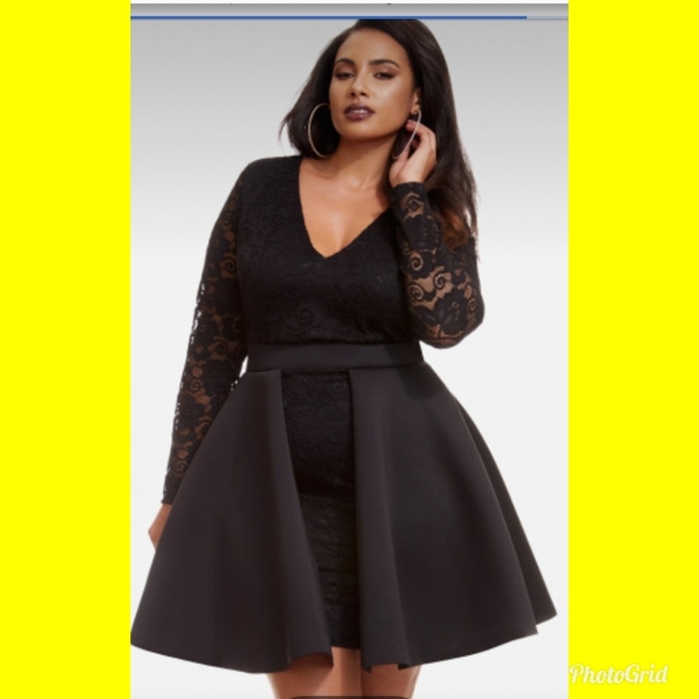 Black lace peplum dress